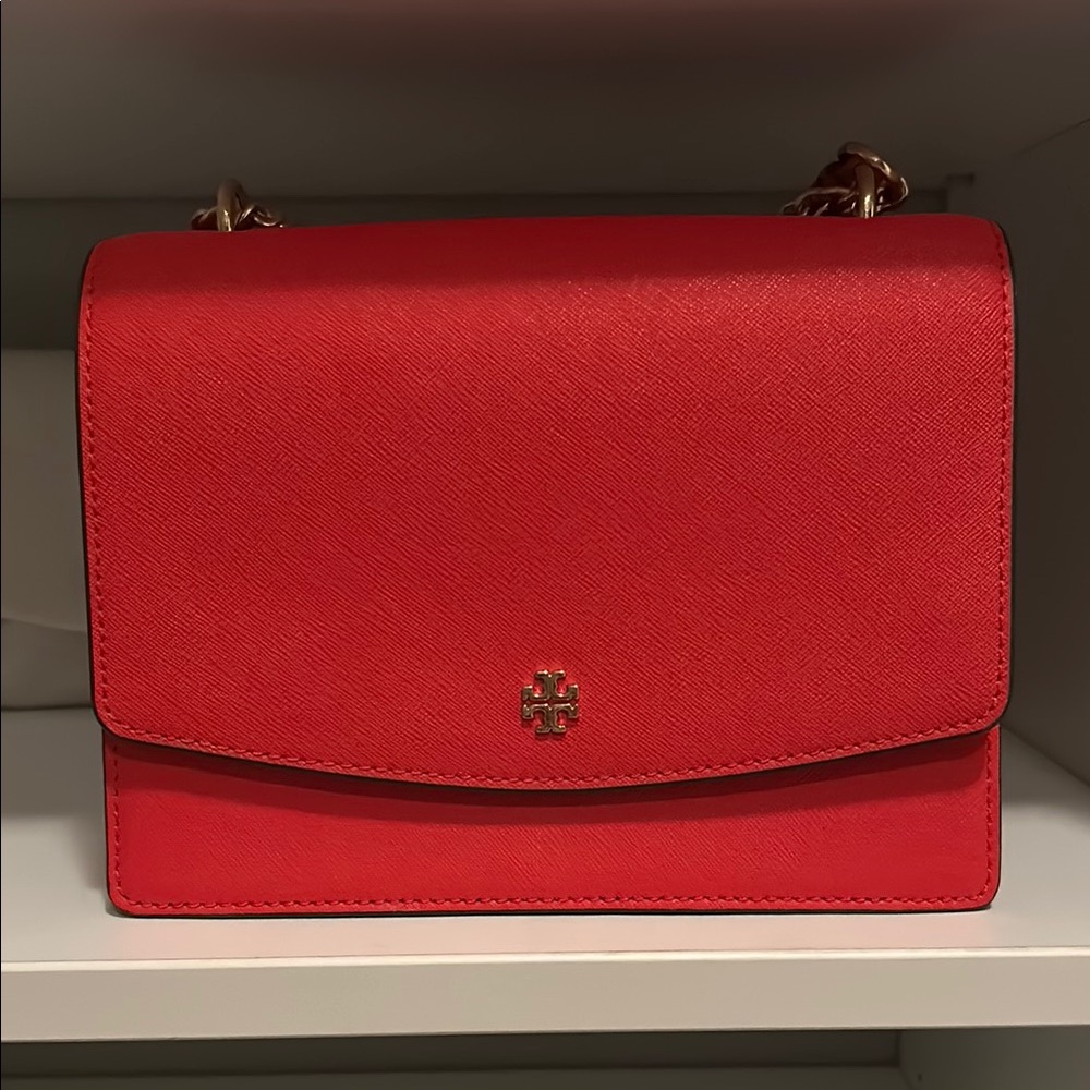 Tory Burch Red Crossbody Bag with Gold Chain
